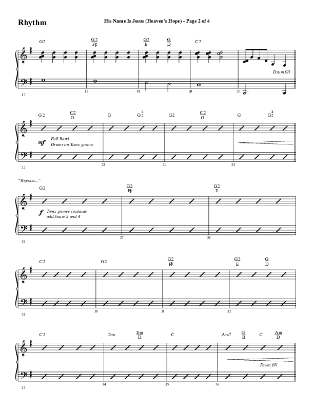 His Name Is Jesus (Heaven's Hope) (with What A Beautiful Name) (Choral Anthem SATB) Rhythm Chart (Word Music Choral / Arr. Jay Rouse)