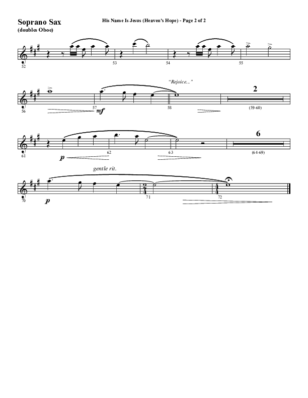 His Name Is Jesus (Heaven's Hope) (with What A Beautiful Name) (Choral Anthem SATB) Soprano Sax (Word Music Choral / Arr. Jay Rouse)