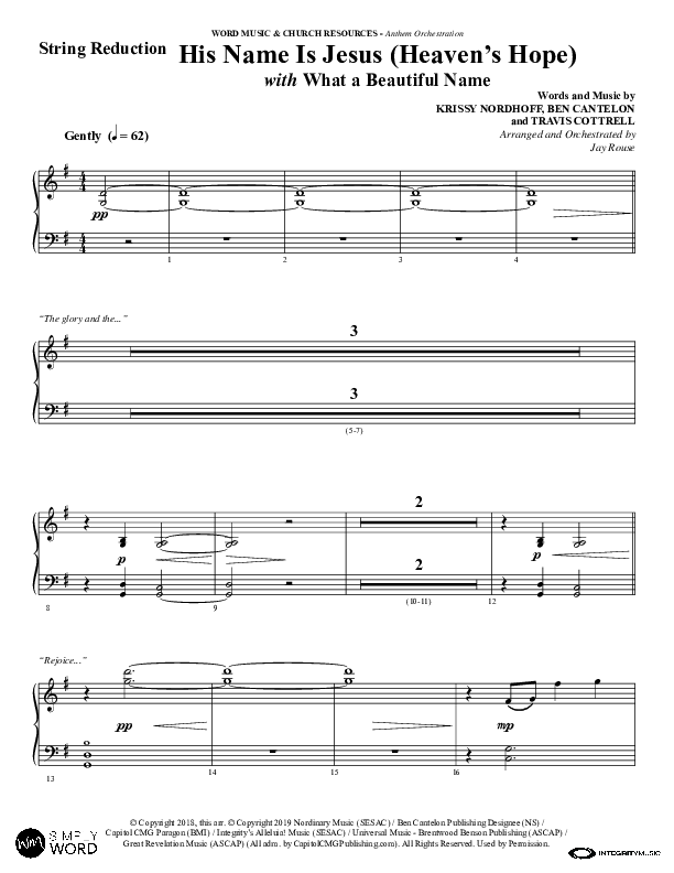His Name Is Jesus (Heaven's Hope) (with What A Beautiful Name) (Choral Anthem SATB) Synth Strings (Word Music Choral / Arr. Jay Rouse)