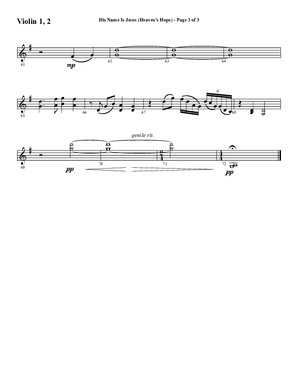 His Name Is Jesus (Heaven's Hope) (with What A Beautiful Name) (Choral Anthem SATB) Violin 1/2 (Word Music Choral / Arr. Jay Rouse)
