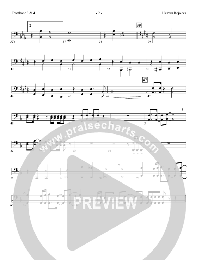 Heaven Rejoices with O Come All Ye Faithful (Choral Anthem SATB) Trombone 3/4 (Lillenas Choral / Arr. Mike Speck)