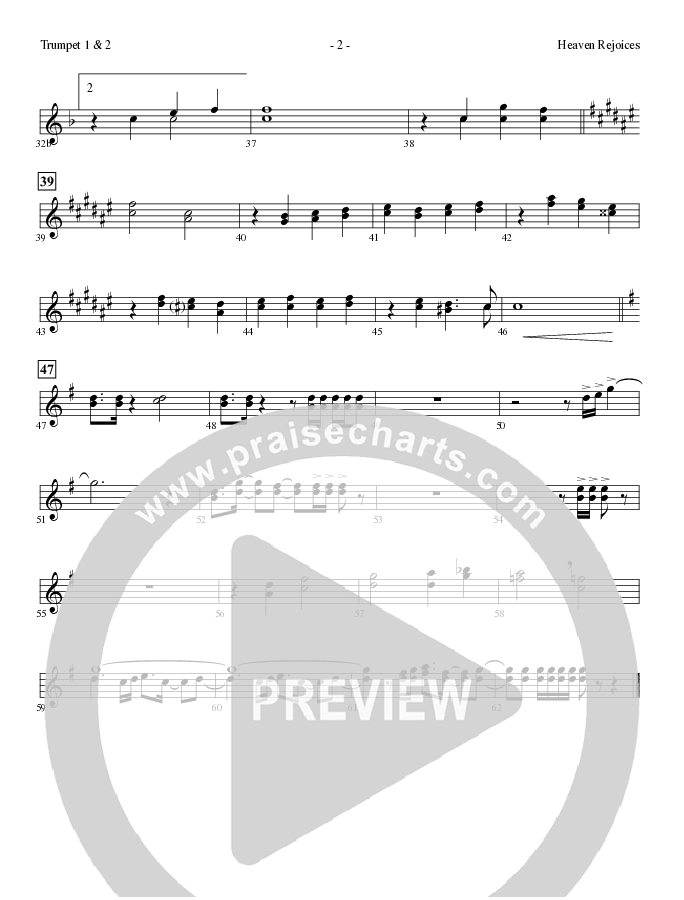 Heaven Rejoices with O Come All Ye Faithful (Choral Anthem SATB) Trumpet 1,2 (Lillenas Choral / Arr. Mike Speck)