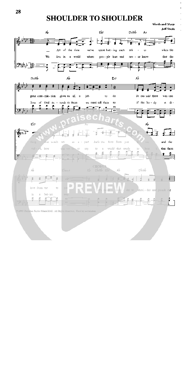 Shoulder To Shoulder Lead Sheet (The Steeles)