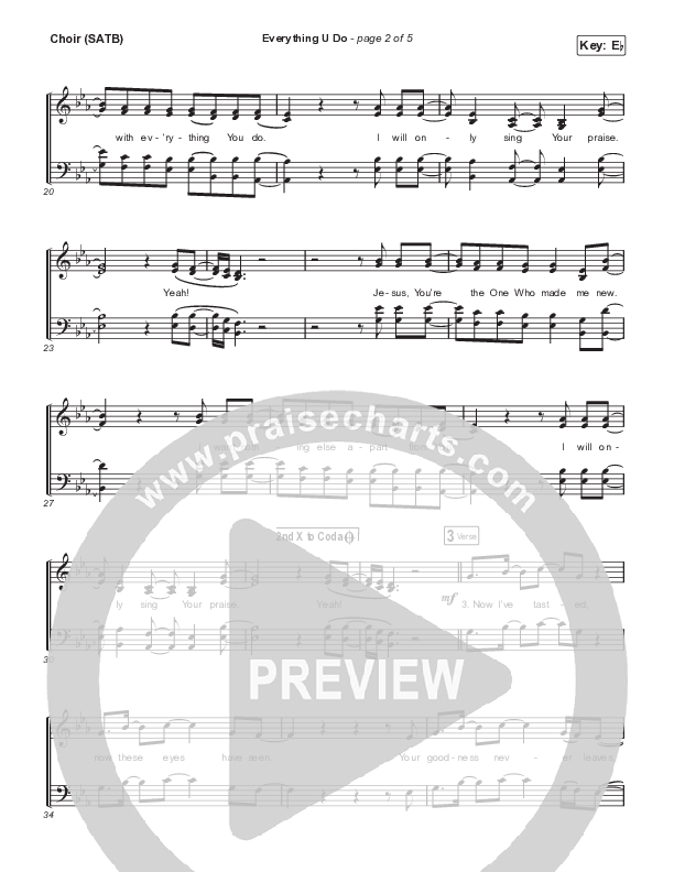 Everything U Do (Live) Choir Sheet (SATB) (River Valley AGES)