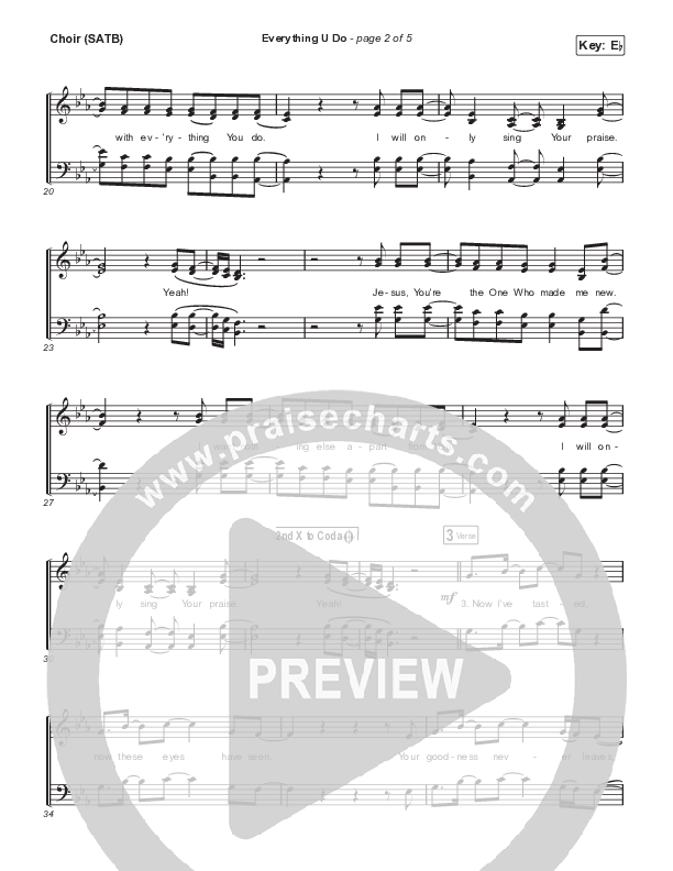 Everything U Do (Live) Choir Sheet (SATB) (River Valley AGES)