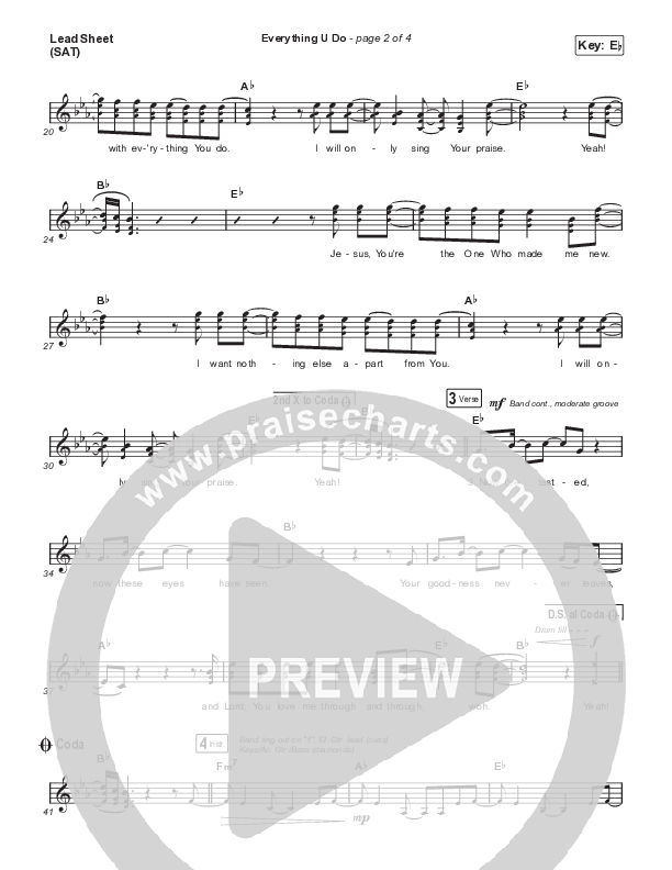 Everything U Do (Live) Lead Sheet (SAT) (River Valley AGES)