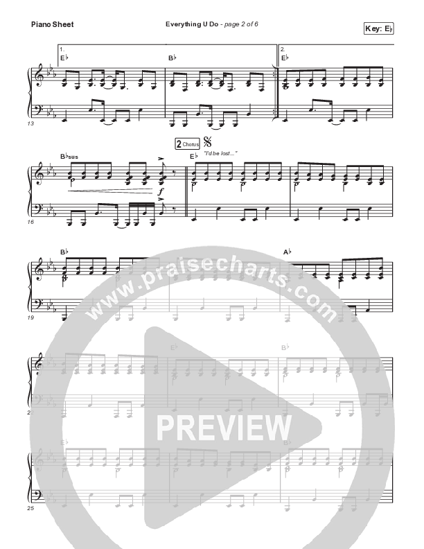 Everything U Do (Live) Piano Sheet (River Valley AGES)