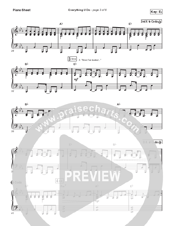 Everything U Do (Live) Piano Sheet (River Valley AGES)