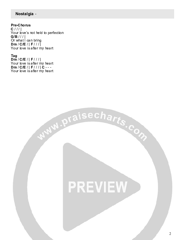 Nostalgia (Live) Chord Chart (River Valley AGES)