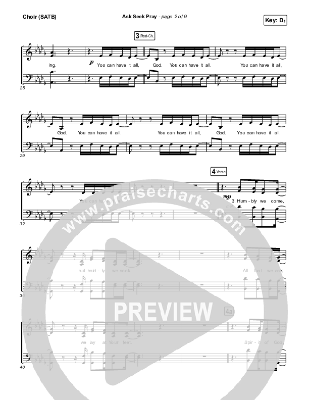 Ask Seek Pray (Live) Choir Sheet (SATB) (River Valley AGES)