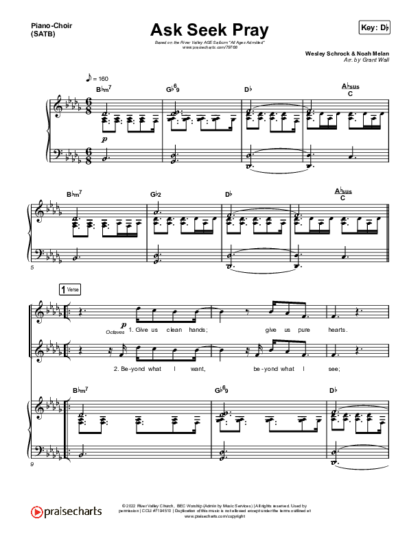 Ask Seek Pray (Live) Piano/Vocal (SATB) (River Valley AGES)
