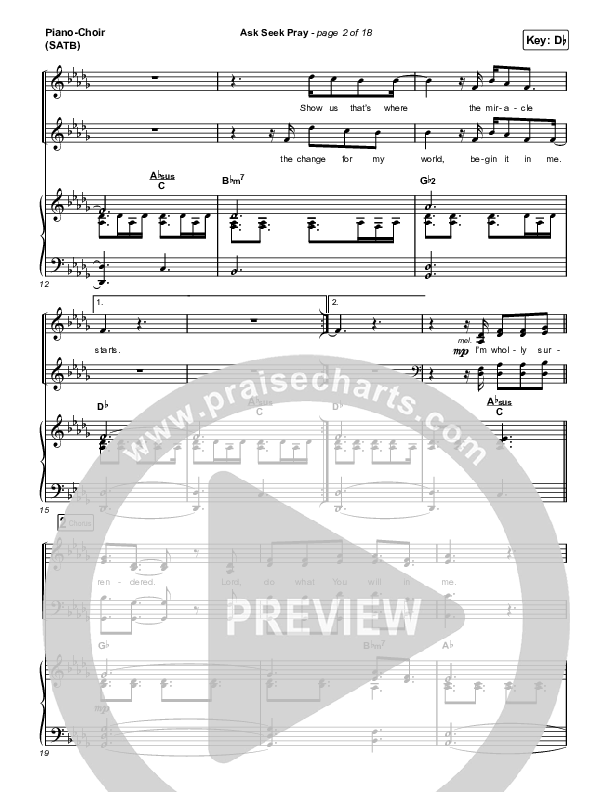 Ask Seek Pray (Live) Piano/Vocal (SATB) (River Valley AGES)