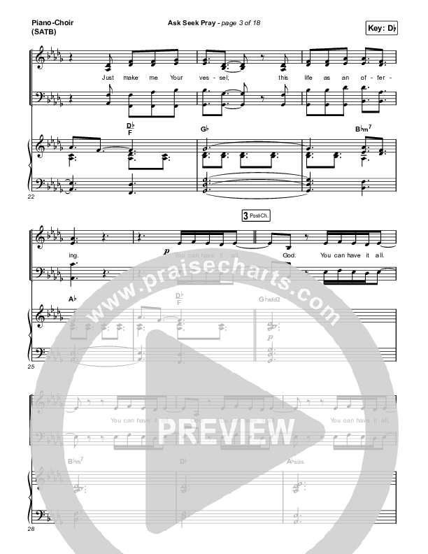 Ask Seek Pray (Live) Piano/Vocal (SATB) (River Valley AGES)
