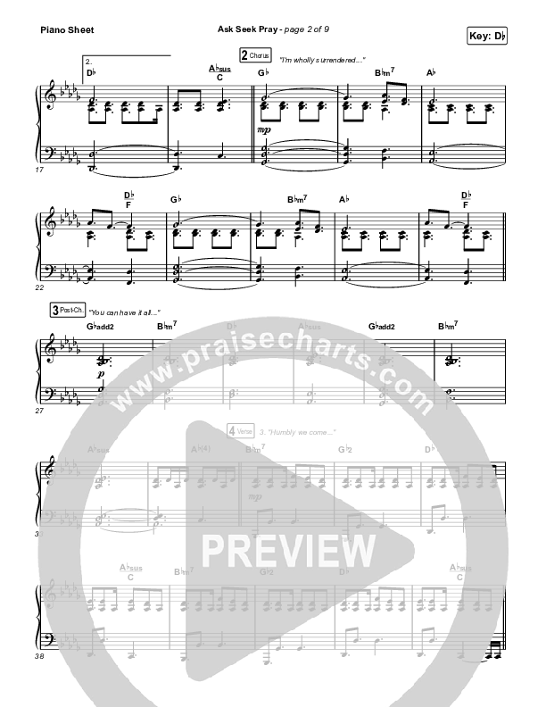 Ask Seek Pray (Live) Piano Sheet (River Valley AGES)