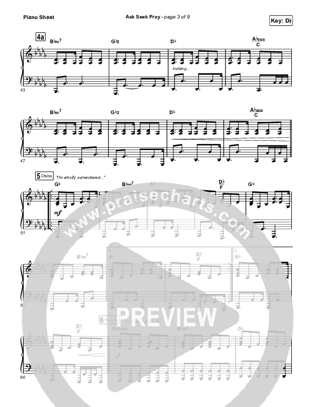 Ask Seek Pray (Live) Piano Sheet (River Valley AGES)