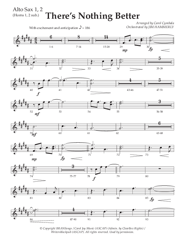 There’s Nothing Better (Choral Anthem SATB) Alto Sax 1/2 (The Brooklyn Tabernacle Choir / TaRanda Greene / Arr. Carol Cymbala / Orch. Jim Hammerly)