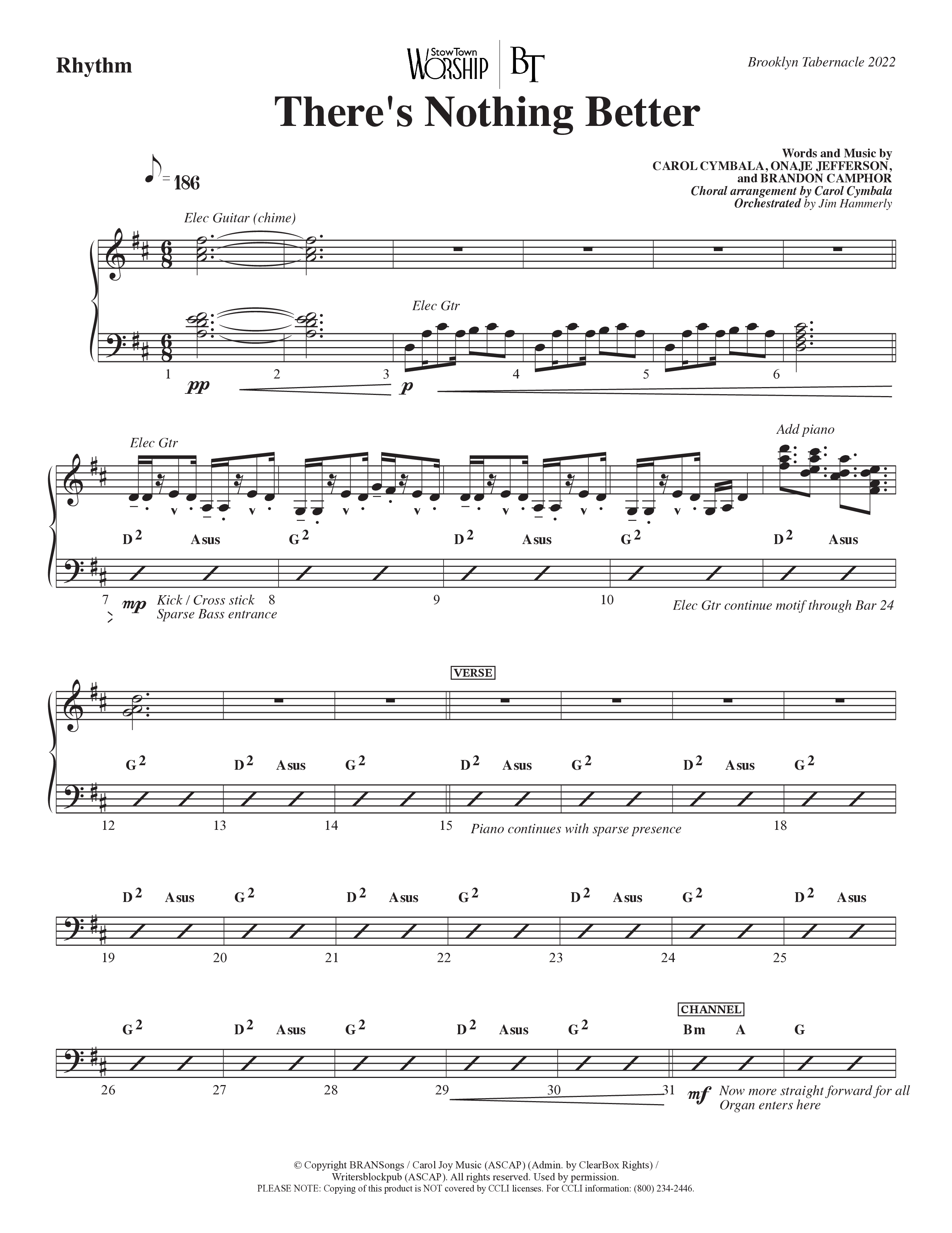 There’s Nothing Better (Choral Anthem SATB) Rhythm Chart (The Brooklyn Tabernacle Choir / TaRanda Greene / Arr. Carol Cymbala / Orch. Jim Hammerly)