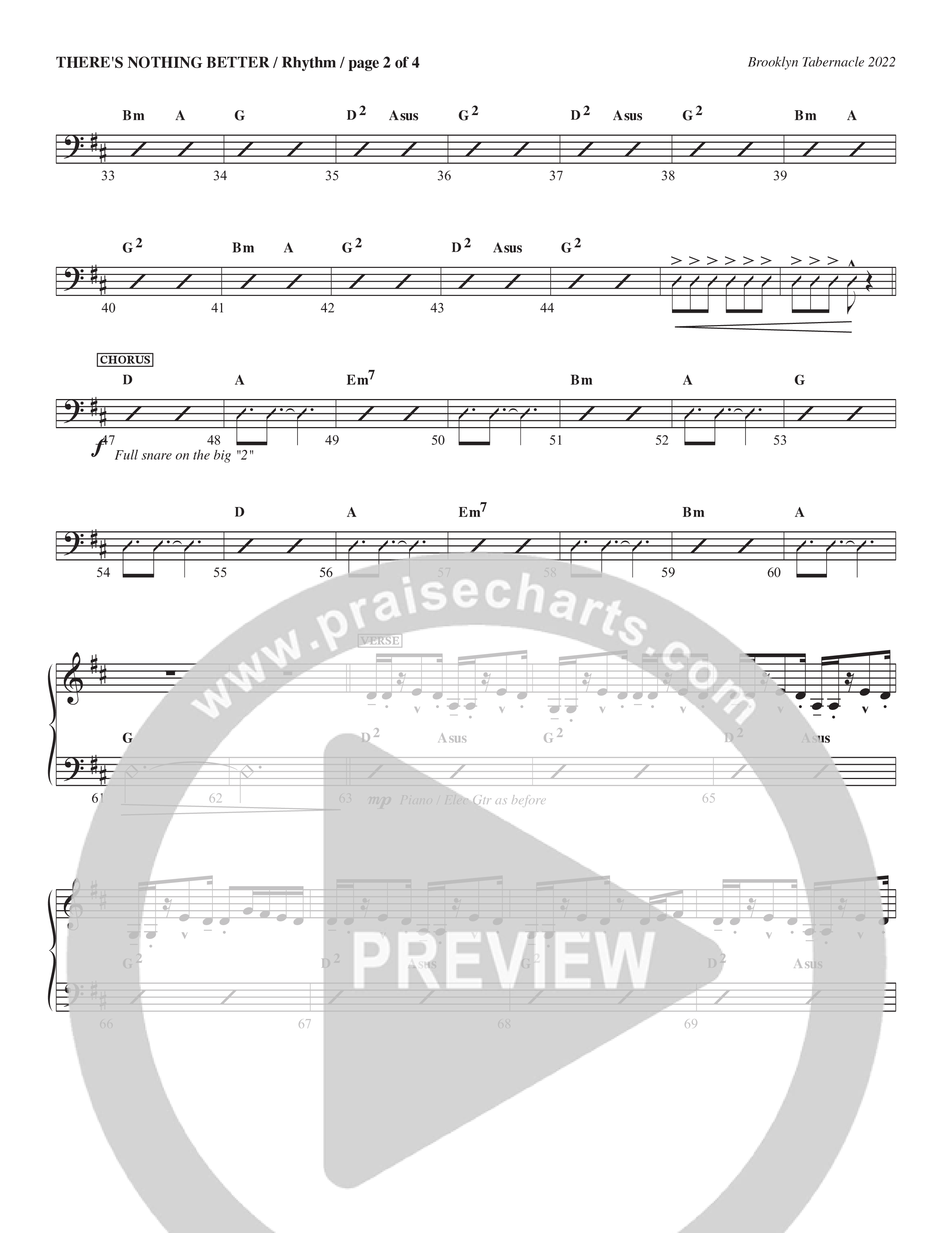 There’s Nothing Better (Choral Anthem SATB) Rhythm Chart (The Brooklyn Tabernacle Choir / TaRanda Greene / Arr. Carol Cymbala / Orch. Jim Hammerly)