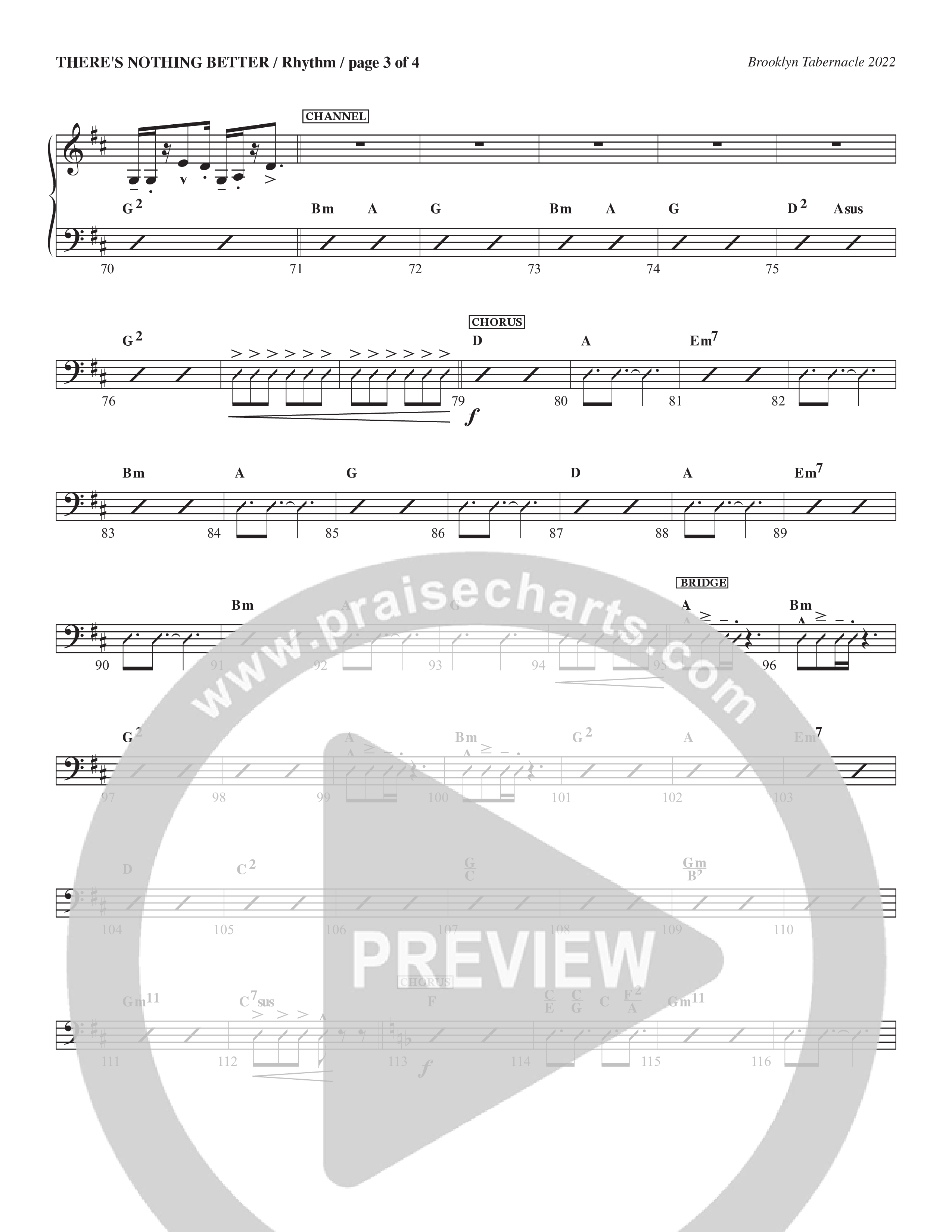 There’s Nothing Better (Choral Anthem SATB) Rhythm Chart (The Brooklyn Tabernacle Choir / TaRanda Greene / Arr. Carol Cymbala / Orch. Jim Hammerly)