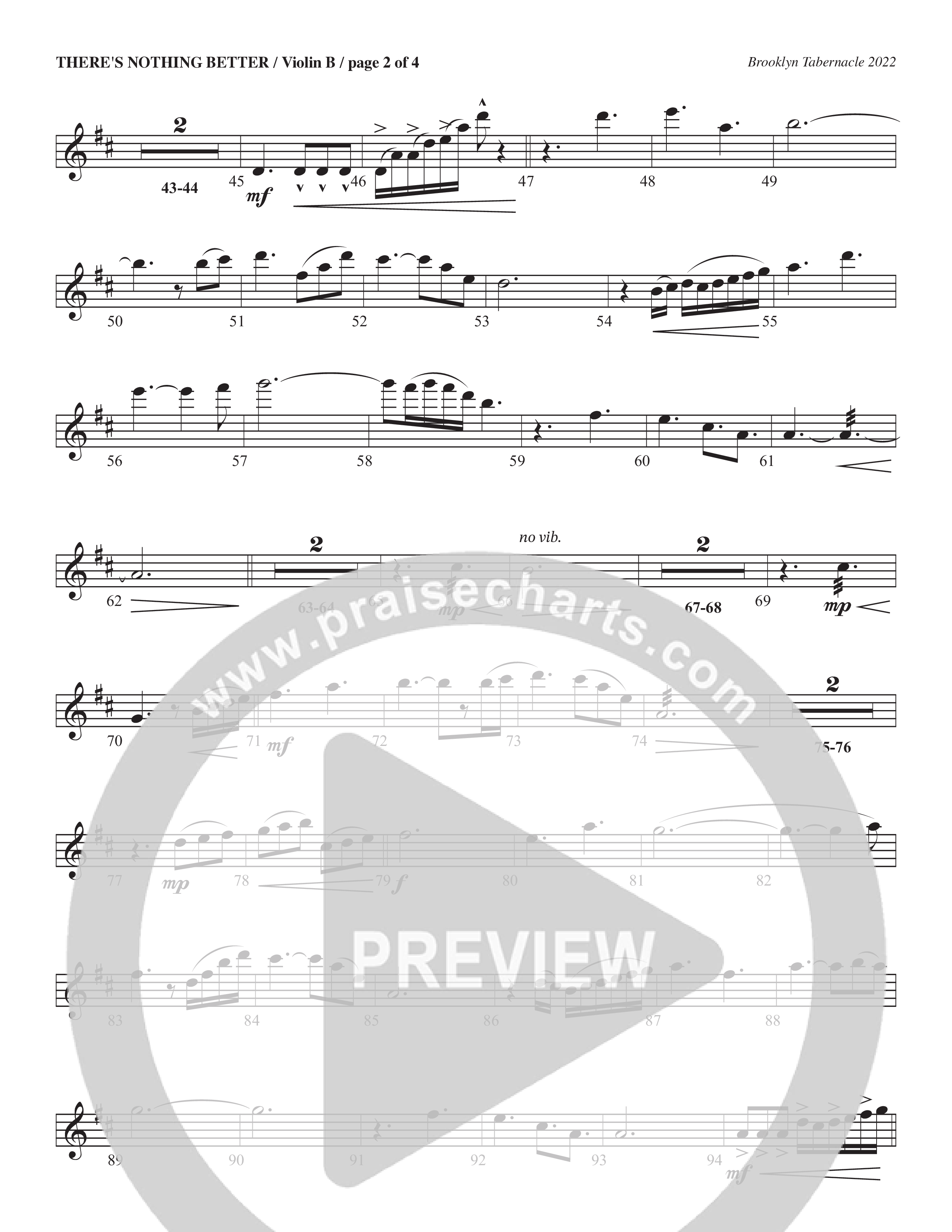 There’s Nothing Better (Choral Anthem SATB) Violin 2 (The Brooklyn Tabernacle Choir / TaRanda Greene / Arr. Carol Cymbala / Orch. Jim Hammerly)