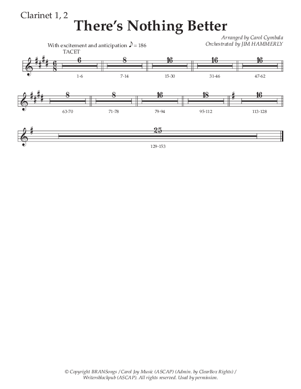 There’s Nothing Better (Choral Anthem SATB) Clarinet 1/2 (The Brooklyn Tabernacle Choir / TaRanda Greene / Arr. Carol Cymbala / Orch. Jim Hammerly)