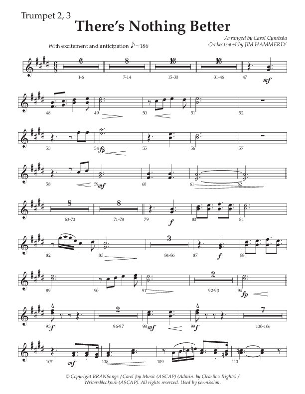There’s Nothing Better (Choral Anthem SATB) Trumpet 2/3 (The Brooklyn Tabernacle Choir / TaRanda Greene / Arr. Carol Cymbala / Orch. Jim Hammerly)