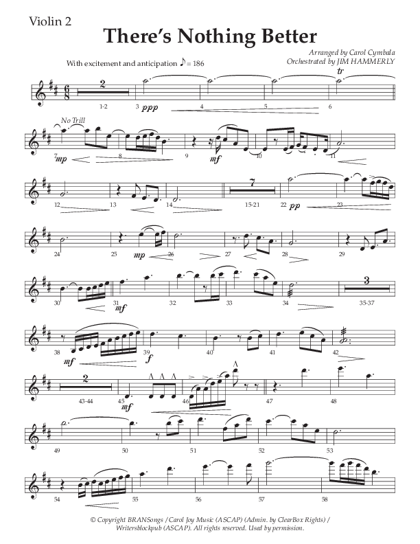 There’s Nothing Better (Choral Anthem SATB) Violin 2 (The Brooklyn Tabernacle Choir / TaRanda Greene / Arr. Carol Cymbala / Orch. Jim Hammerly)