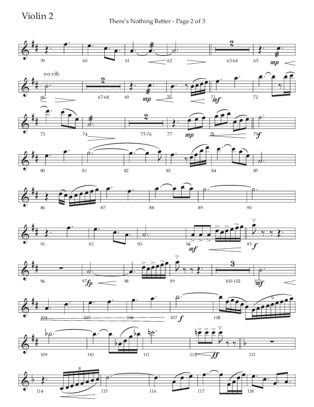 There’s Nothing Better (Choral Anthem SATB) Violin 2 (The Brooklyn Tabernacle Choir / TaRanda Greene / Arr. Carol Cymbala / Orch. Jim Hammerly)