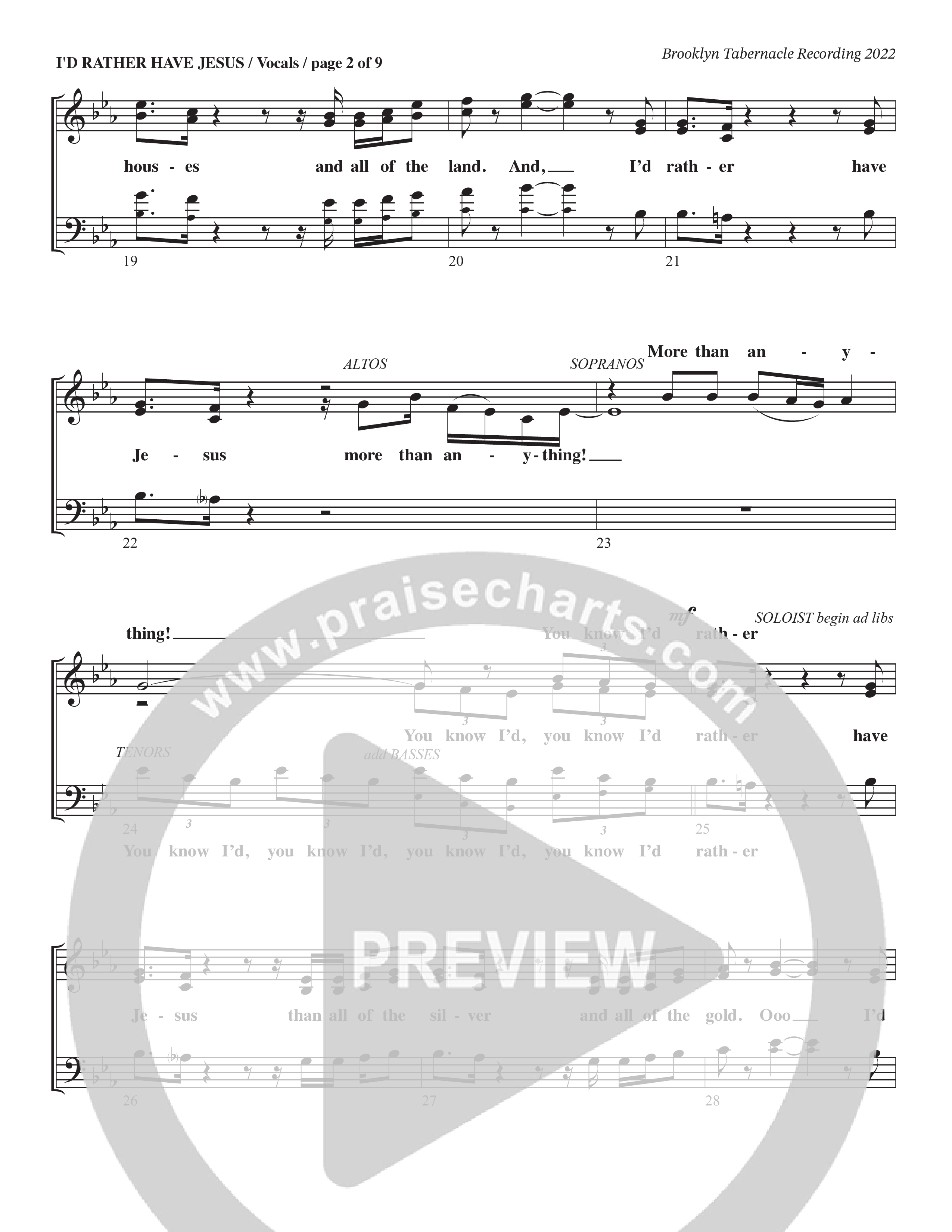 I’d Rather Have Jesus (Choral Anthem SATB) Choir Sheet (SATB) (The Brooklyn Tabernacle Choir / Arr. Carol Cymbala / Orch. Chris McDonald)
