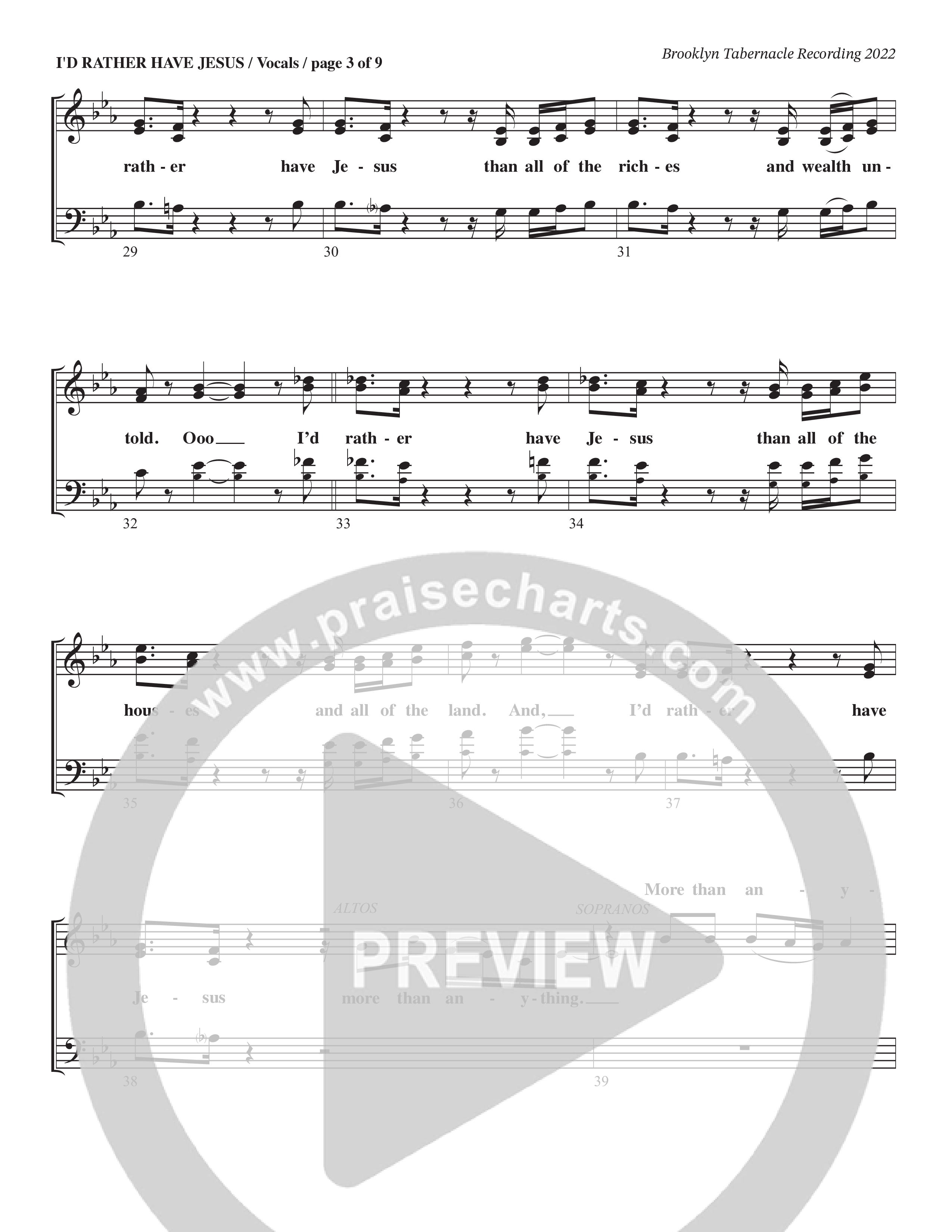 I’d Rather Have Jesus (Choral Anthem SATB) Choir Sheet (SATB) (The Brooklyn Tabernacle Choir / Arr. Carol Cymbala / Orch. Chris McDonald)