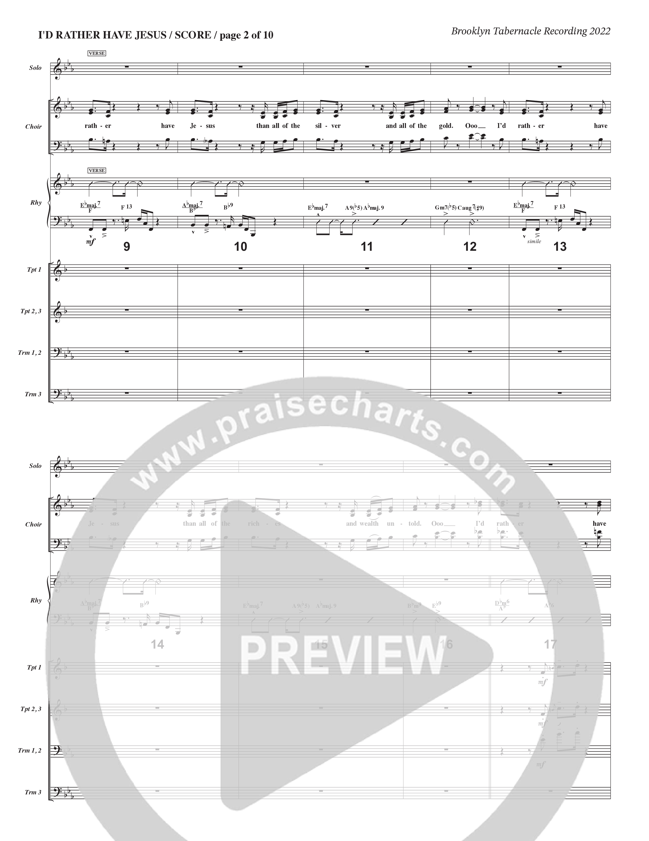 I’d Rather Have Jesus (Choral Anthem SATB) Orchestration (The Brooklyn Tabernacle Choir / Arr. Carol Cymbala / Orch. Chris McDonald)