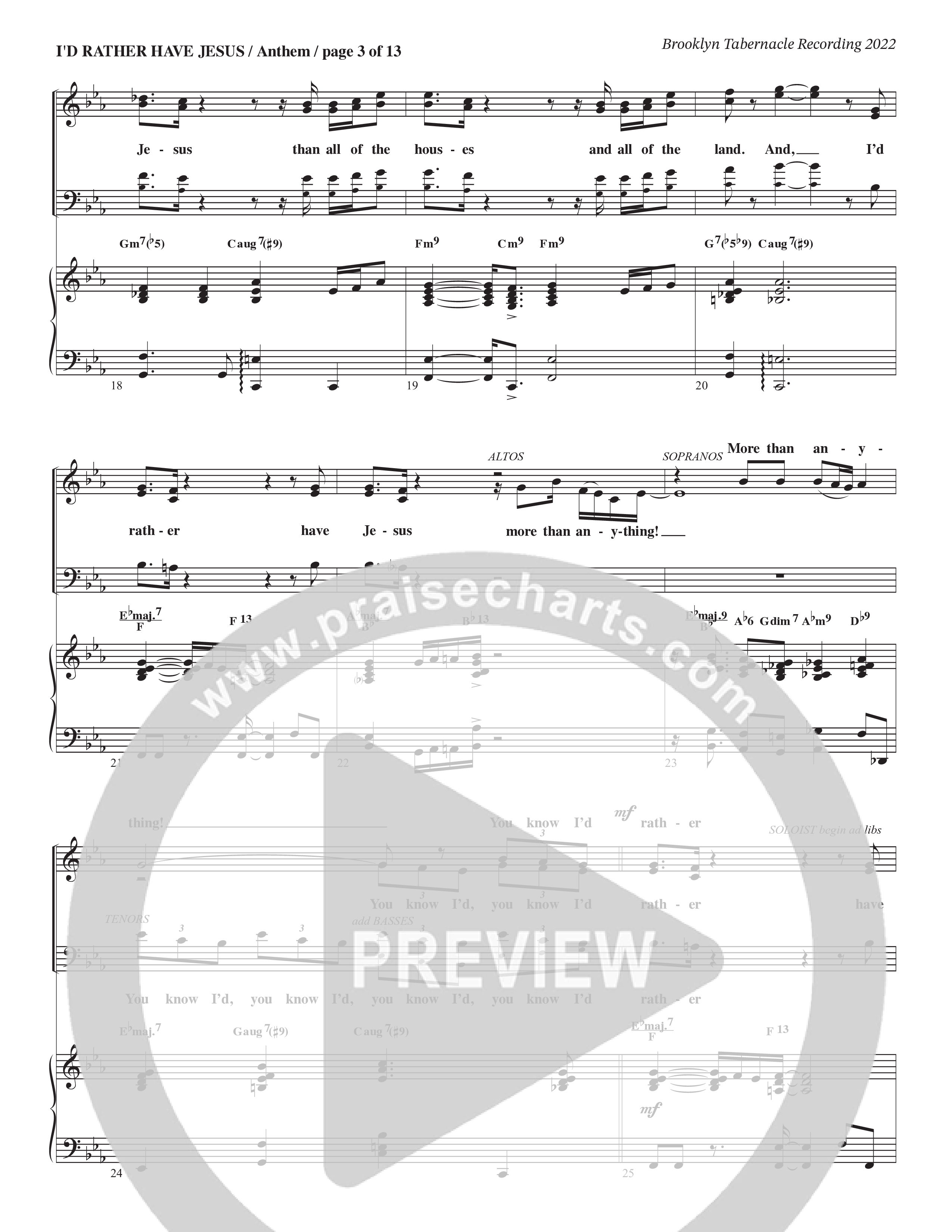 I’d Rather Have Jesus (Choral Anthem SATB) Anthem (SATB/Piano) (The Brooklyn Tabernacle Choir / Arr. Carol Cymbala / Orch. Chris McDonald)