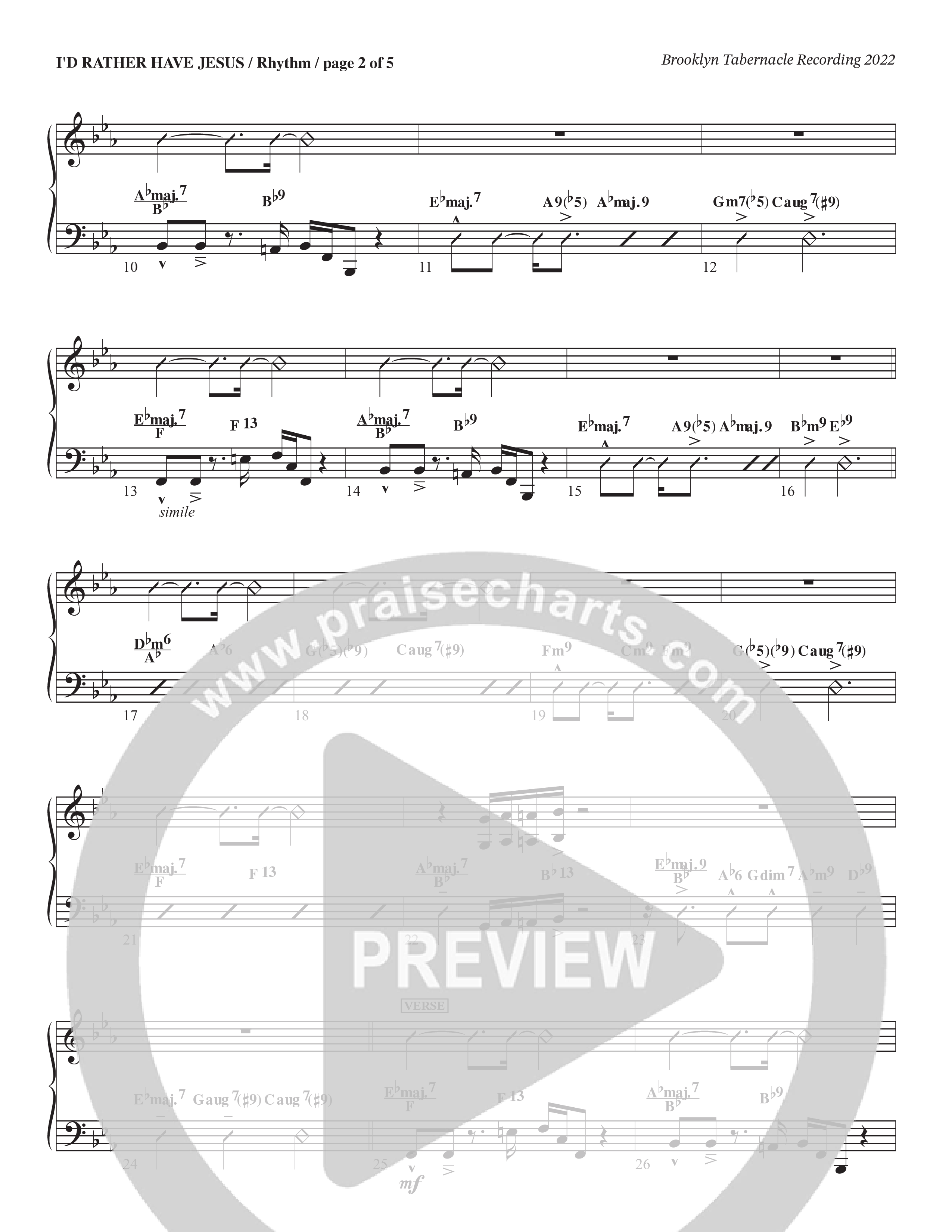 I’d Rather Have Jesus (Choral Anthem SATB) Rhythm Chart (The Brooklyn Tabernacle Choir / Arr. Carol Cymbala / Orch. Chris McDonald)