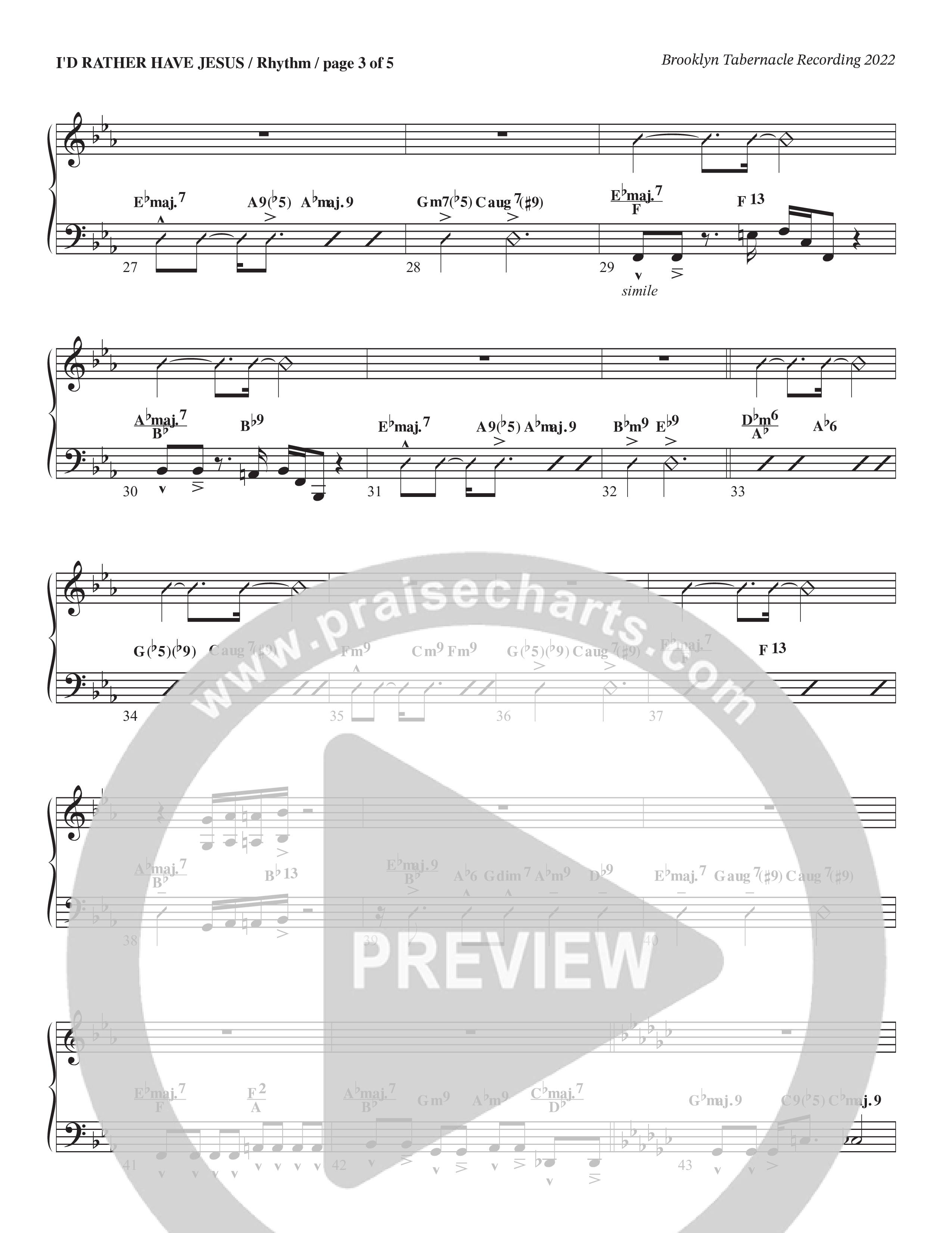 I’d Rather Have Jesus (Choral Anthem SATB) Rhythm Chart (The Brooklyn Tabernacle Choir / Arr. Carol Cymbala / Orch. Chris McDonald)
