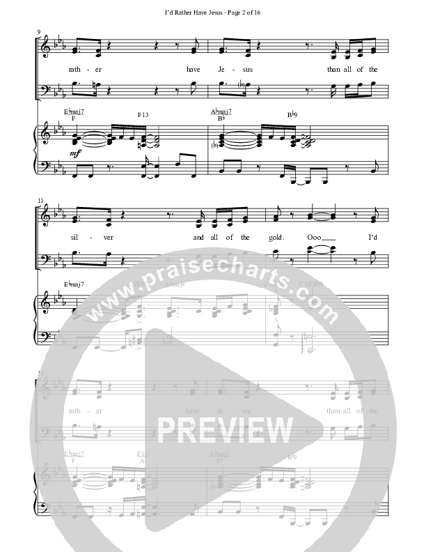 I’d Rather Have Jesus (Choral Anthem SATB) Anthem (SATB/Piano) (The Brooklyn Tabernacle Choir / Arr. Carol Cymbala / Orch. Chris McDonald)