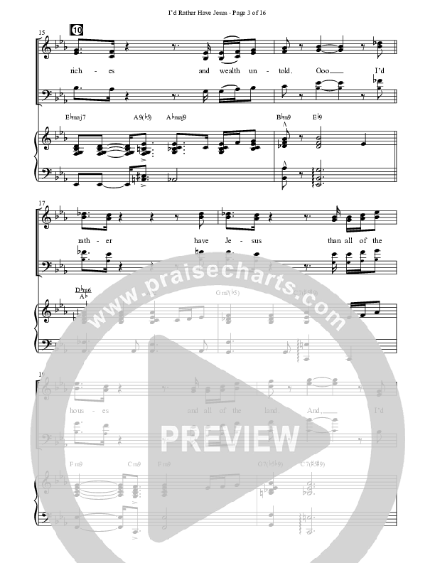 I’d Rather Have Jesus (Choral Anthem SATB) Anthem (SATB/Piano) (The Brooklyn Tabernacle Choir / Arr. Carol Cymbala / Orch. Chris McDonald)