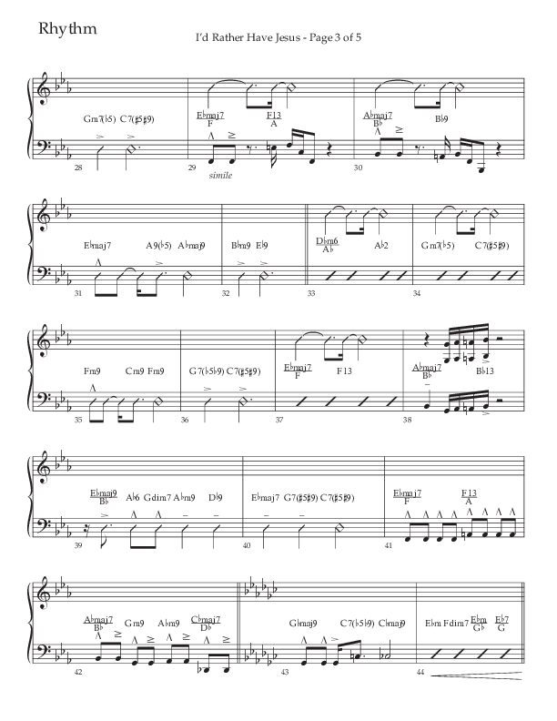 I’d Rather Have Jesus (Choral Anthem SATB) Rhythm Chart (The Brooklyn Tabernacle Choir / Arr. Carol Cymbala / Orch. Chris McDonald)