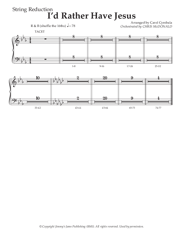 I’d Rather Have Jesus (Choral Anthem SATB) String Reduction (The Brooklyn Tabernacle Choir / Arr. Carol Cymbala / Orch. Chris McDonald)