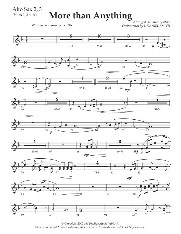 More Than Anything (Choral Anthem SATB) Alto Sax 2 (The Brooklyn Tabernacle Choir / Arr. Carol Cymbala / Orch. J. Daniel Smith)