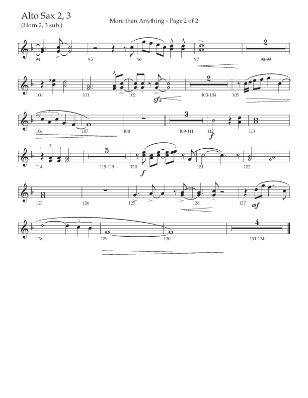 More Than Anything (Choral Anthem SATB) Alto Sax 2 (The Brooklyn Tabernacle Choir / Arr. Carol Cymbala / Orch. J. Daniel Smith)