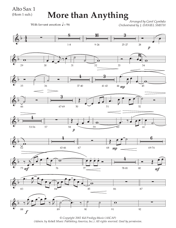 More Than Anything (Choral Anthem SATB) Alto Sax (The Brooklyn Tabernacle Choir / Arr. Carol Cymbala / Orch. J. Daniel Smith)