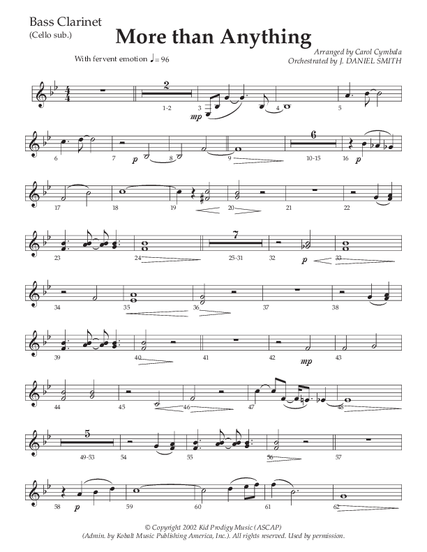 More Than Anything (Choral Anthem SATB) Bass Clarinet (The Brooklyn Tabernacle Choir / Arr. Carol Cymbala / Orch. J. Daniel Smith)