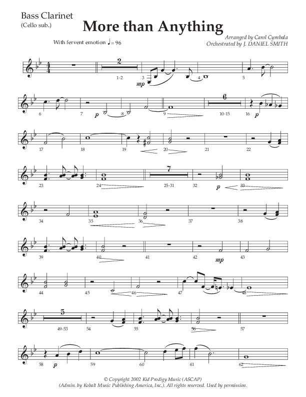 More Than Anything (Choral Anthem SATB) Bass Clarinet (The Brooklyn Tabernacle Choir / Arr. Carol Cymbala / Orch. J. Daniel Smith)