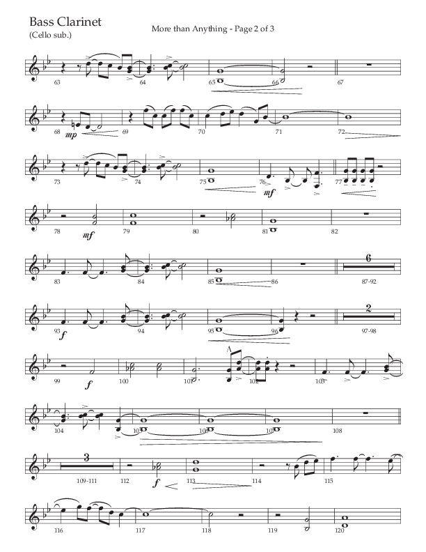 More Than Anything (Choral Anthem SATB) Bass Clarinet (The Brooklyn Tabernacle Choir / Arr. Carol Cymbala / Orch. J. Daniel Smith)