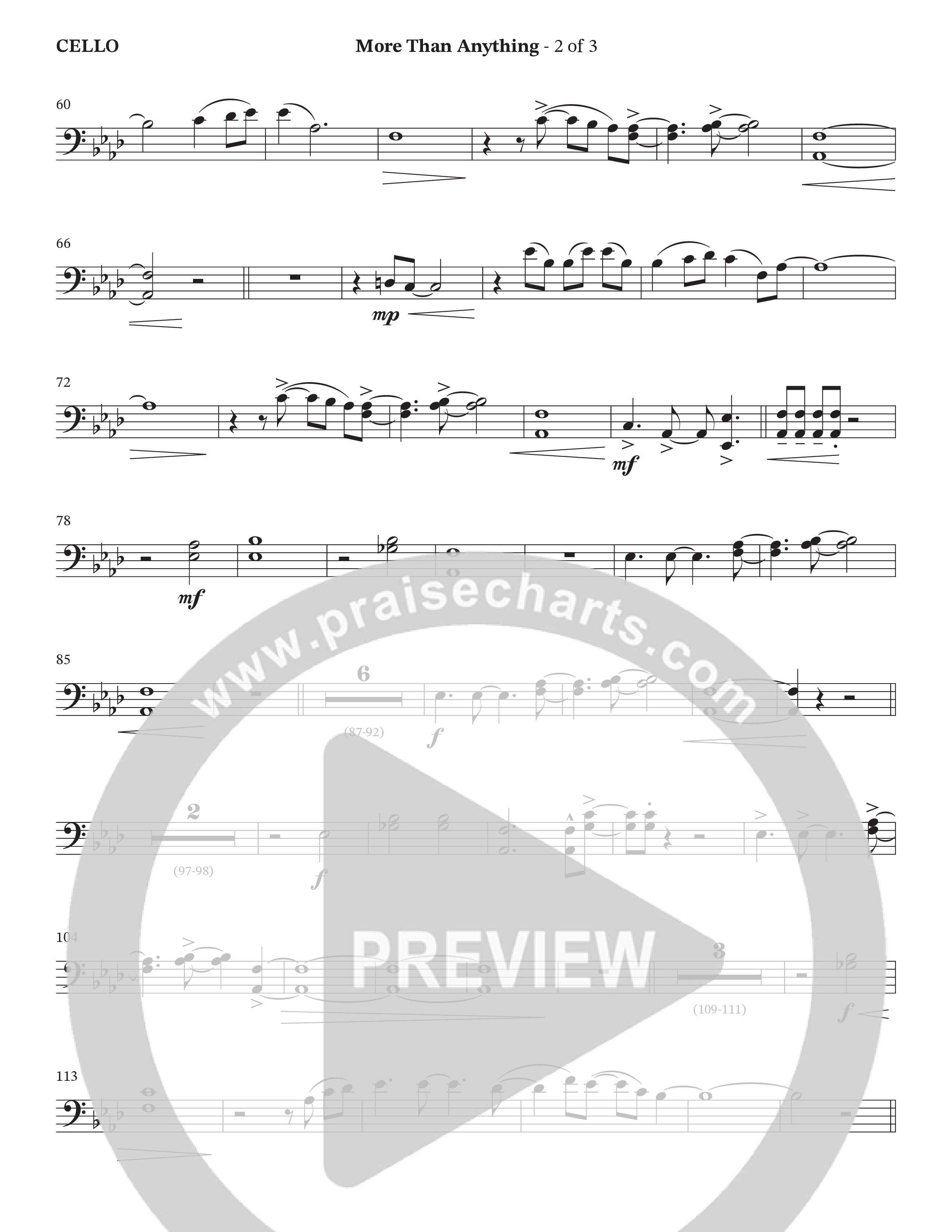 More Than Anything (Choral Anthem SATB) Cello (The Brooklyn Tabernacle Choir / Arr. Carol Cymbala / Orch. J. Daniel Smith)