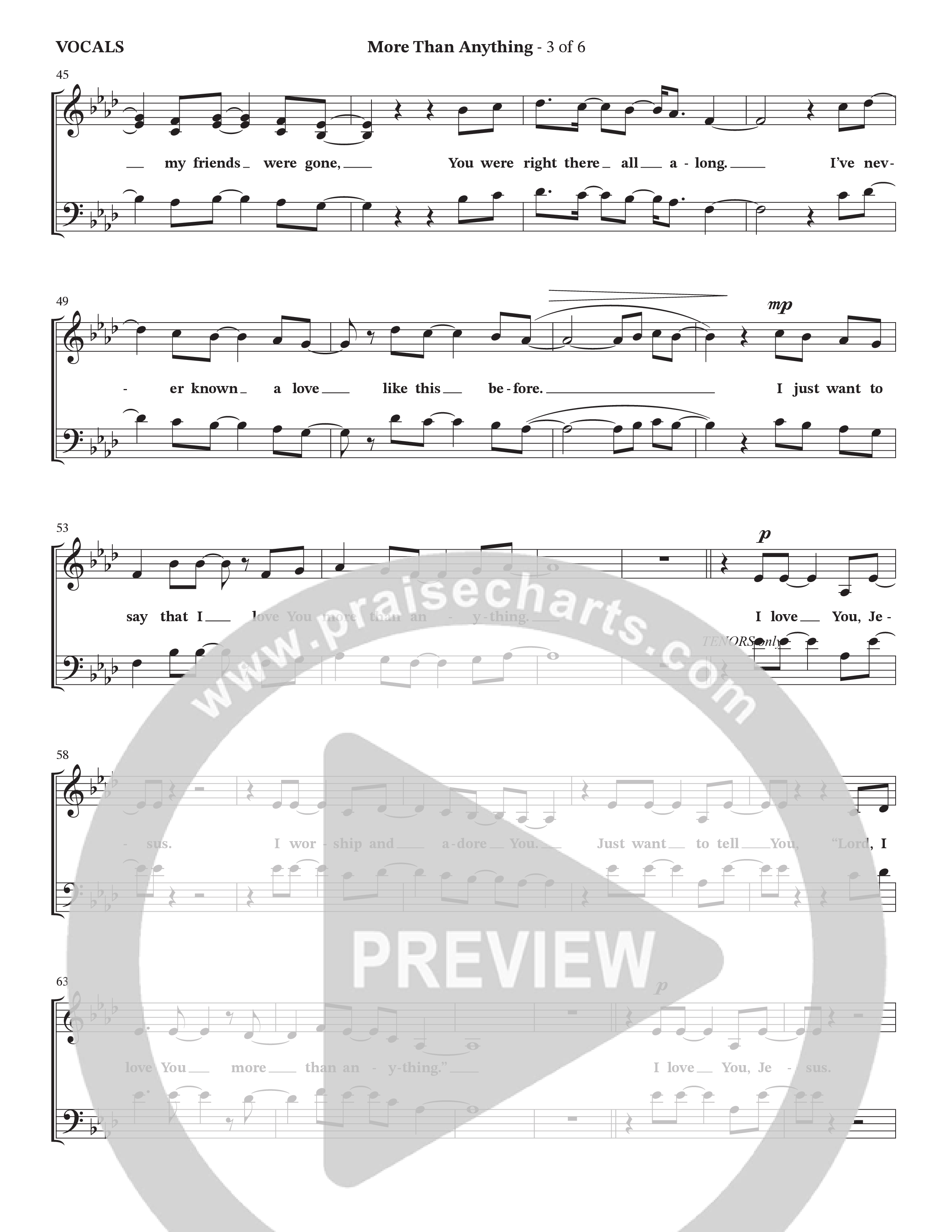 More Than Anything (Choral Anthem SATB) Choir Sheet (SATB) (The Brooklyn Tabernacle Choir / Arr. Carol Cymbala / Orch. J. Daniel Smith)