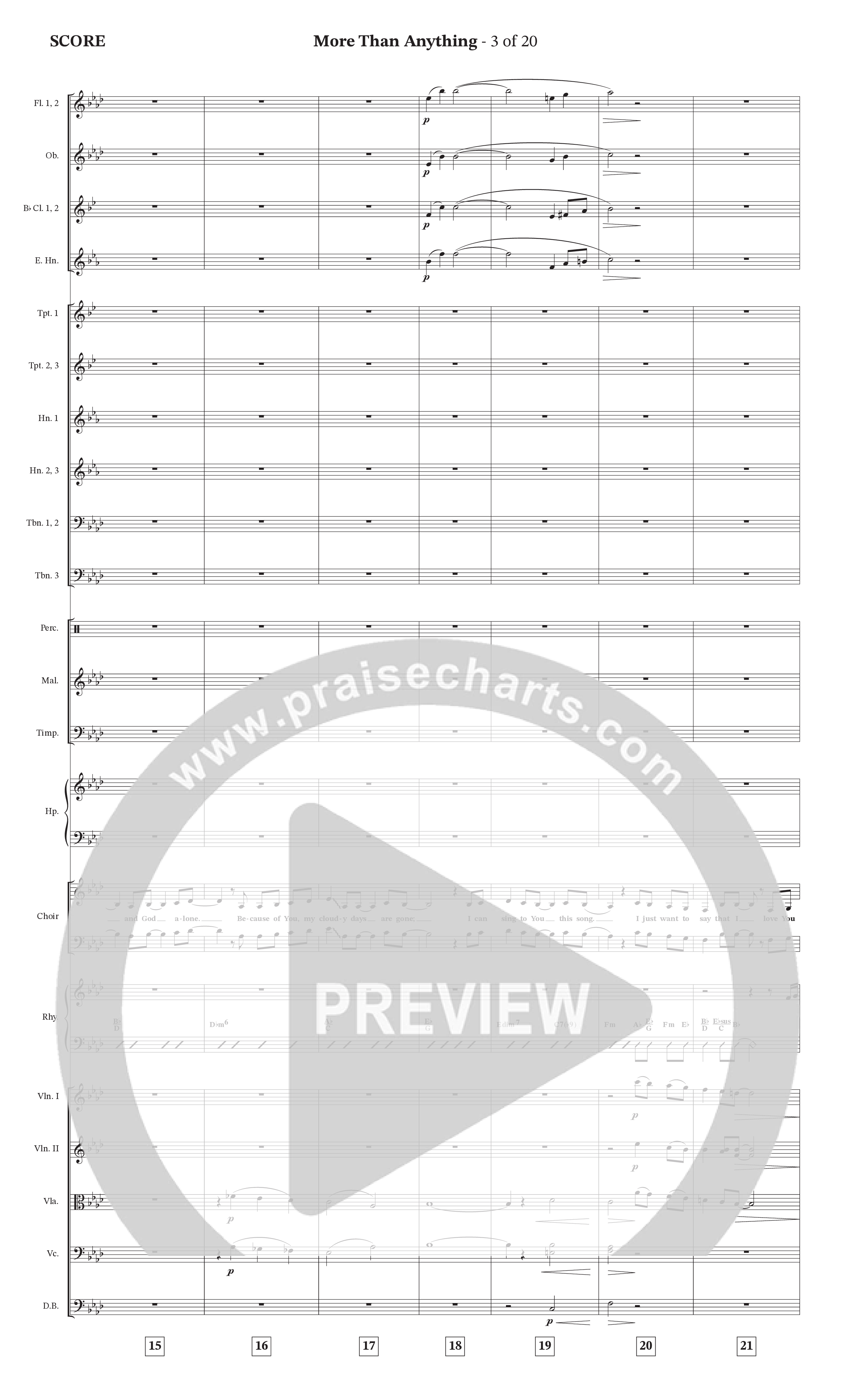 More Than Anything (Choral Anthem SATB) Orchestration (The Brooklyn Tabernacle Choir / Arr. Carol Cymbala / Orch. J. Daniel Smith)