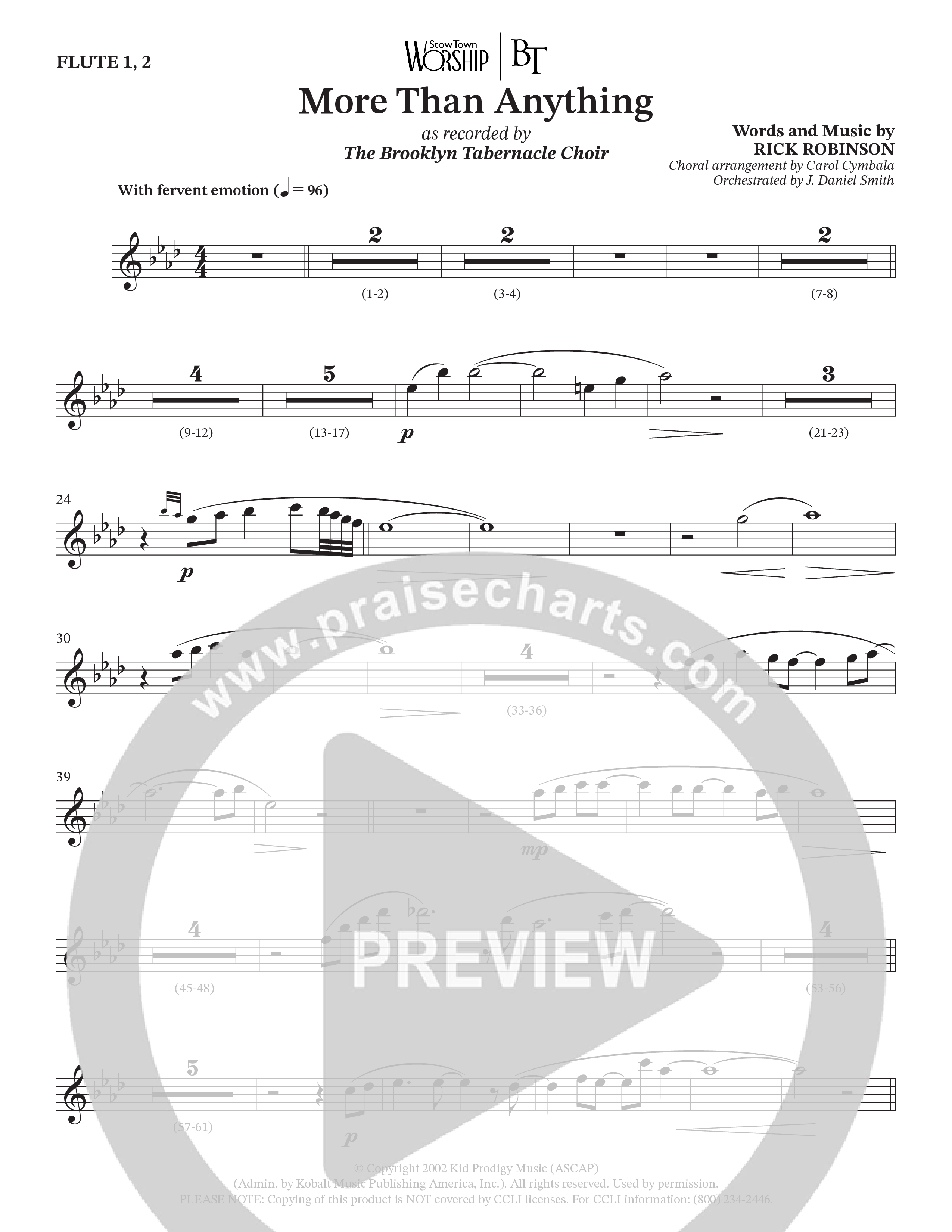 More Than Anything (Choral Anthem SATB) Flute 1/2 (The Brooklyn Tabernacle Choir / Arr. Carol Cymbala / Orch. J. Daniel Smith)