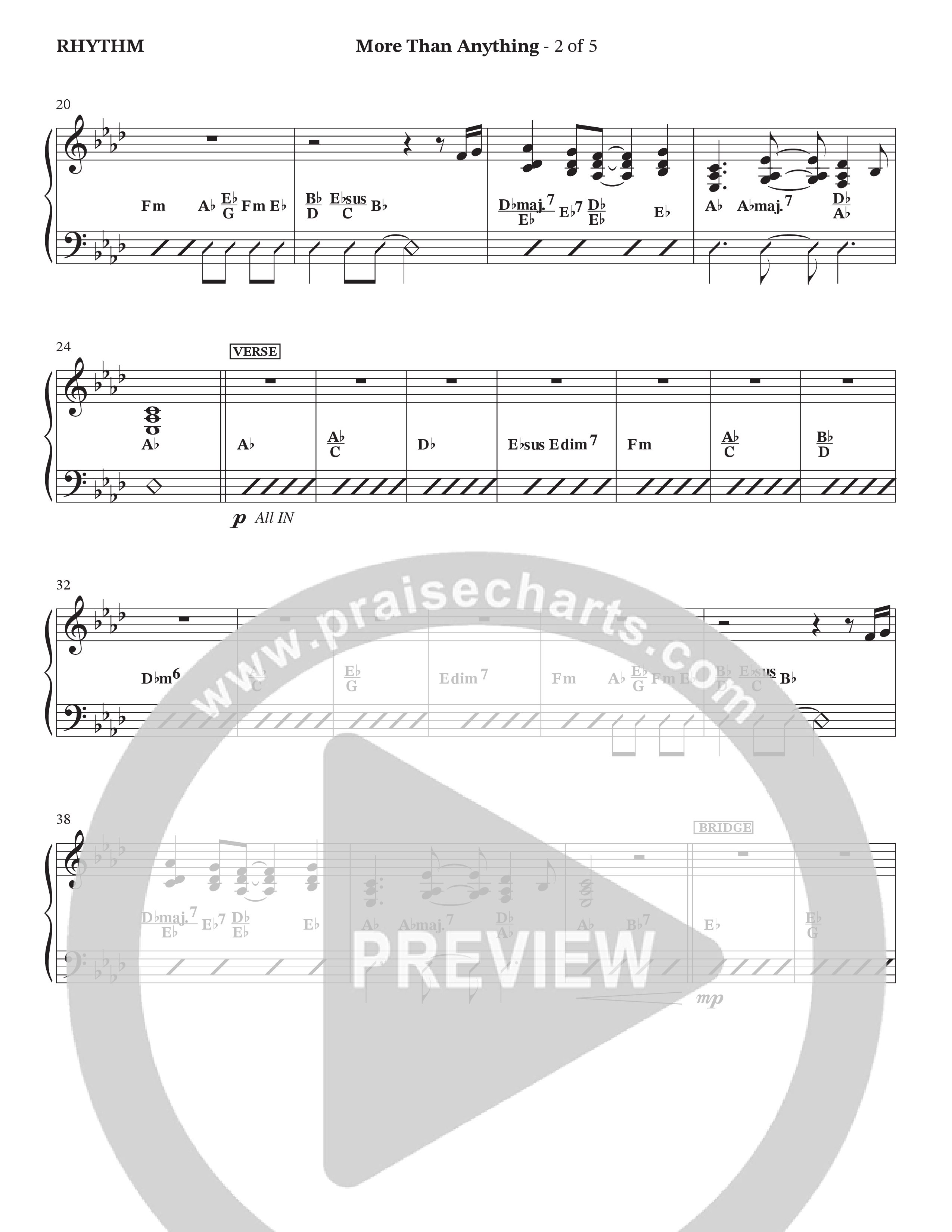 More Than Anything (Choral Anthem SATB) Rhythm Chart (The Brooklyn Tabernacle Choir / Arr. Carol Cymbala / Orch. J. Daniel Smith)