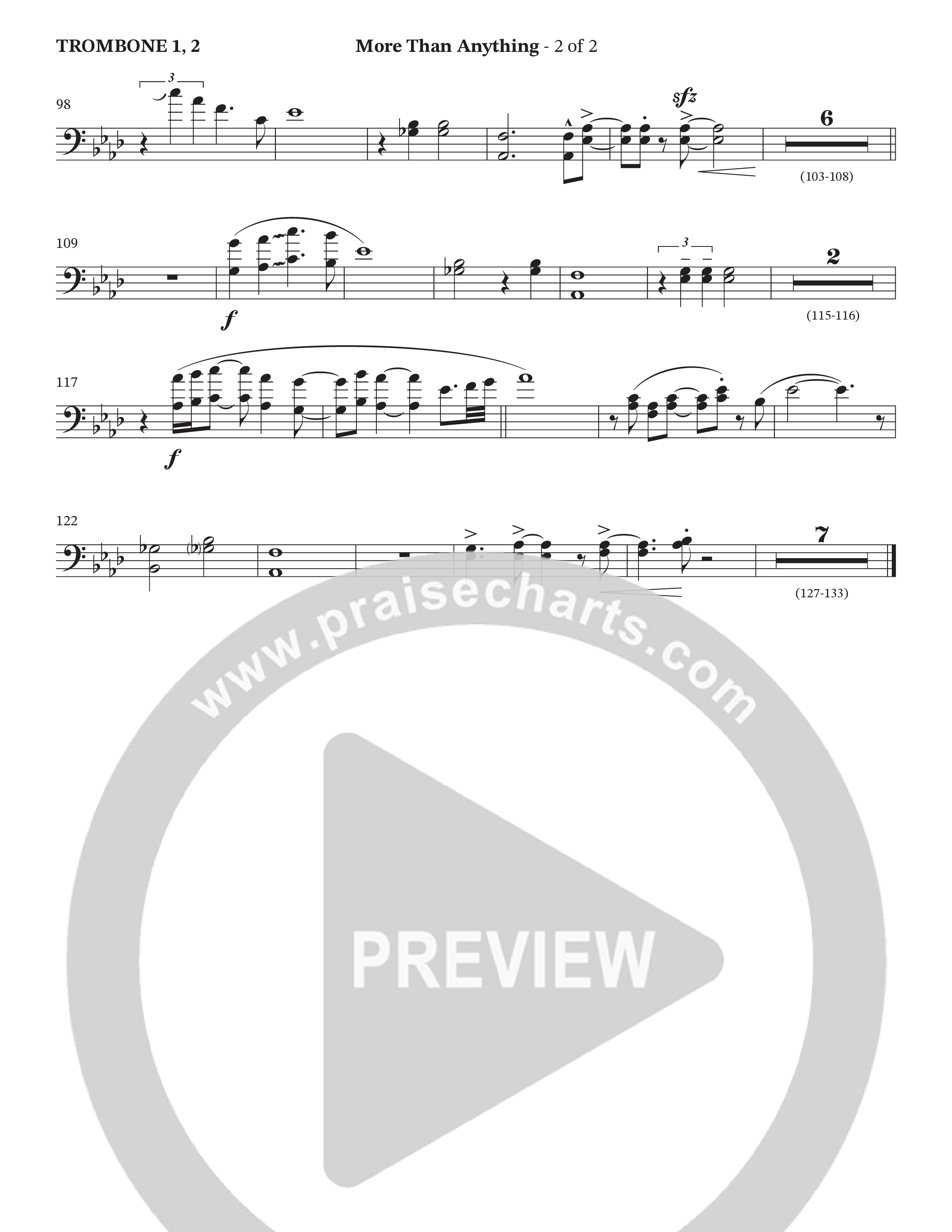 More Than Anything (Choral Anthem SATB) Trombone 1/2 (The Brooklyn Tabernacle Choir / Arr. Carol Cymbala / Orch. J. Daniel Smith)